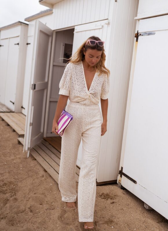 Pantalon Louis - ?cru en broderie